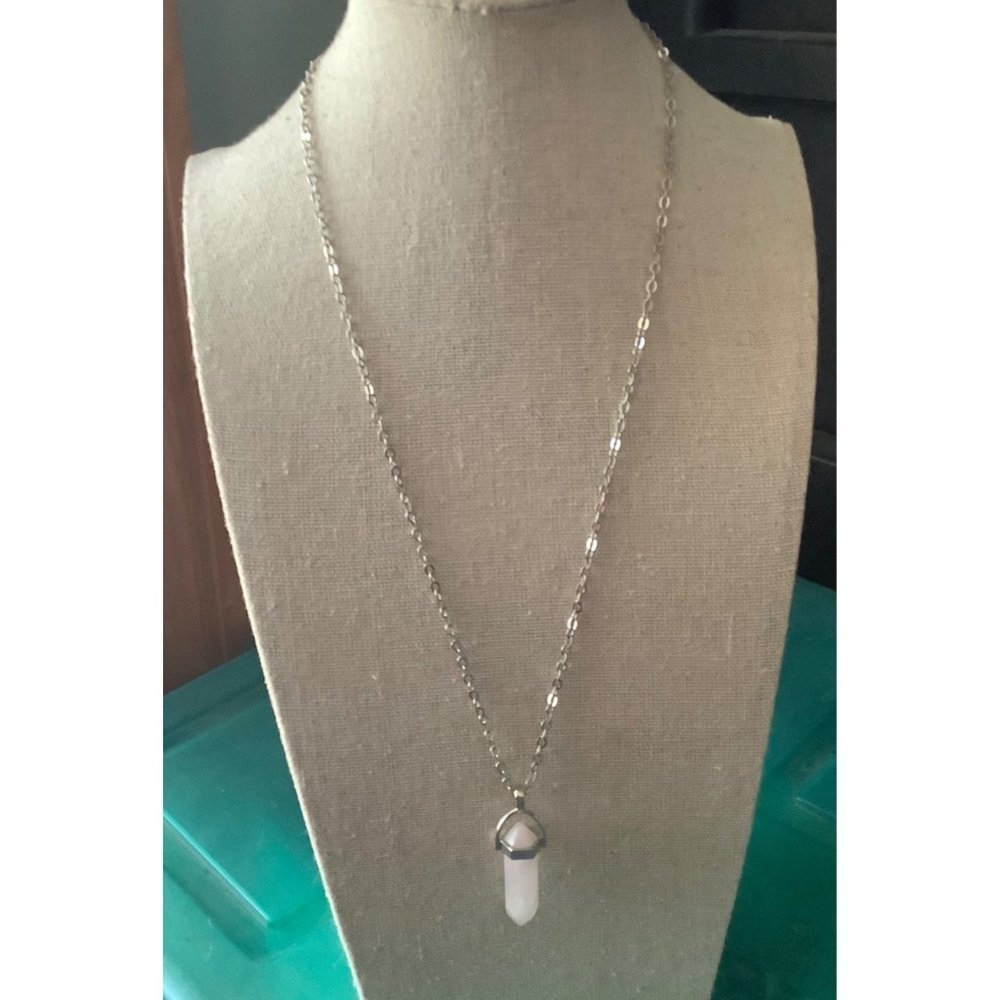 Rose Quartz And Silver Necklace -- 18"